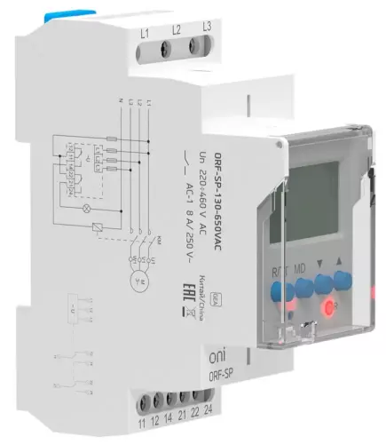 Реле контроля фаз ORF-SP 3 фазы 2 контакта 130-650В AC ONI
